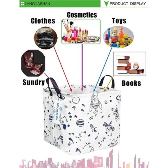 Square Storage Baskets Waterproof Canvas Children Laundry Nursery Hamper - Picture 5 of 7